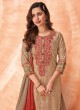 Shagufta Beige and Rust Printed Pant Style Salwar Kameez