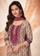 Shagufta Light Pista And Wine Pant Style Salwar Kameez