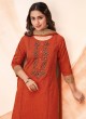 Shagufta Rust Color Pant Style Salwar Kameez