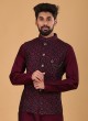 Wine Nehru Jacket Set