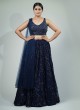 Gorgeous Navy Blue Soft Net Sequins Embroidered Lehenga Choli