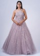 Light Onion Pink Designer Embroidered Gown