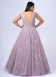 Light Onion Pink Designer Embroidered Gown