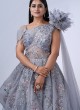 Beautiful Grey Layered Gown with Floral Sequins Embroidered Work