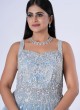 Shimmering Sky Blue Designer Sequins Embellished Gown