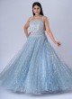 Shimmering Sky Blue Designer Sequins Embellished Gown