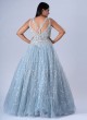 Shimmering Sky Blue Designer Sequins Embellished Gown