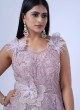 Onion Pink Wedding Wear Sequins Embellished Gown