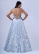 Aqua Blue Sequins Embellished Designer Gown