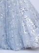 Aqua Blue Sequins Embellished Designer Gown