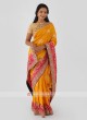 Golden Yellow And Rani Banarasi Silk Saree
