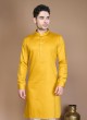 Yellow And White Cotton Silk Kurta Pajama