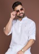 White Cotton Silk Kurta