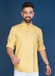 Light Yellow Cotton Silk Kurta