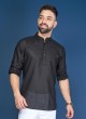 Readymade Black Cotton Silk Kurta