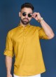 Mustard Yellow Cotton Silk Kurta