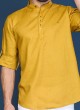 Mustard Yellow Cotton Silk Kurta