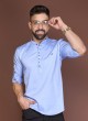 Cornflower blue cotton silk kurta