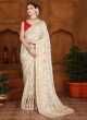 Festive Wear Off White Banarasi Silk Saree