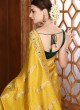 Golden Yellow Woven Banarasi Silk Saree With Embroidery