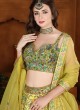 Designer Yellow and Parrot Green Shaded Silk Lehenga Choli