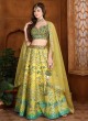 Designer Yellow and Parrot Green Shaded Silk Lehenga Choli