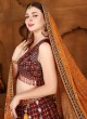 Maroon Festive Silk Lehenga Choli With Chiffon Dupatta