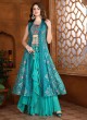 Rama Blue Indowestern Lehenga Choli In Chiffon