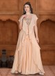 Cream Chiffon Indowestern Palazzo Suit with Ruffle Jacket