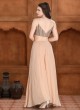 Cream Chiffon Indowestern Palazzo Suit with Ruffle Jacket