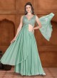 Stylish Light Pista Green Chiffon Palazzo Indowestern Suit