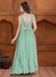 Stylish Light Pista Green Chiffon Palazzo Indowestern Suit