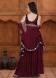 Festive Wear Wine Crepe Silk Palazzo Indowestern Suit