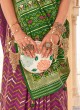Purple & Green Patola Silk Zari Woven Saree