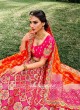 Unstiched Silk Lehenga Choli In Rani And Orange