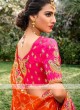 Unstiched Silk Lehenga Choli In Rani And Orange