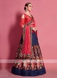 Navy Blue And Pink Lehenga Choli