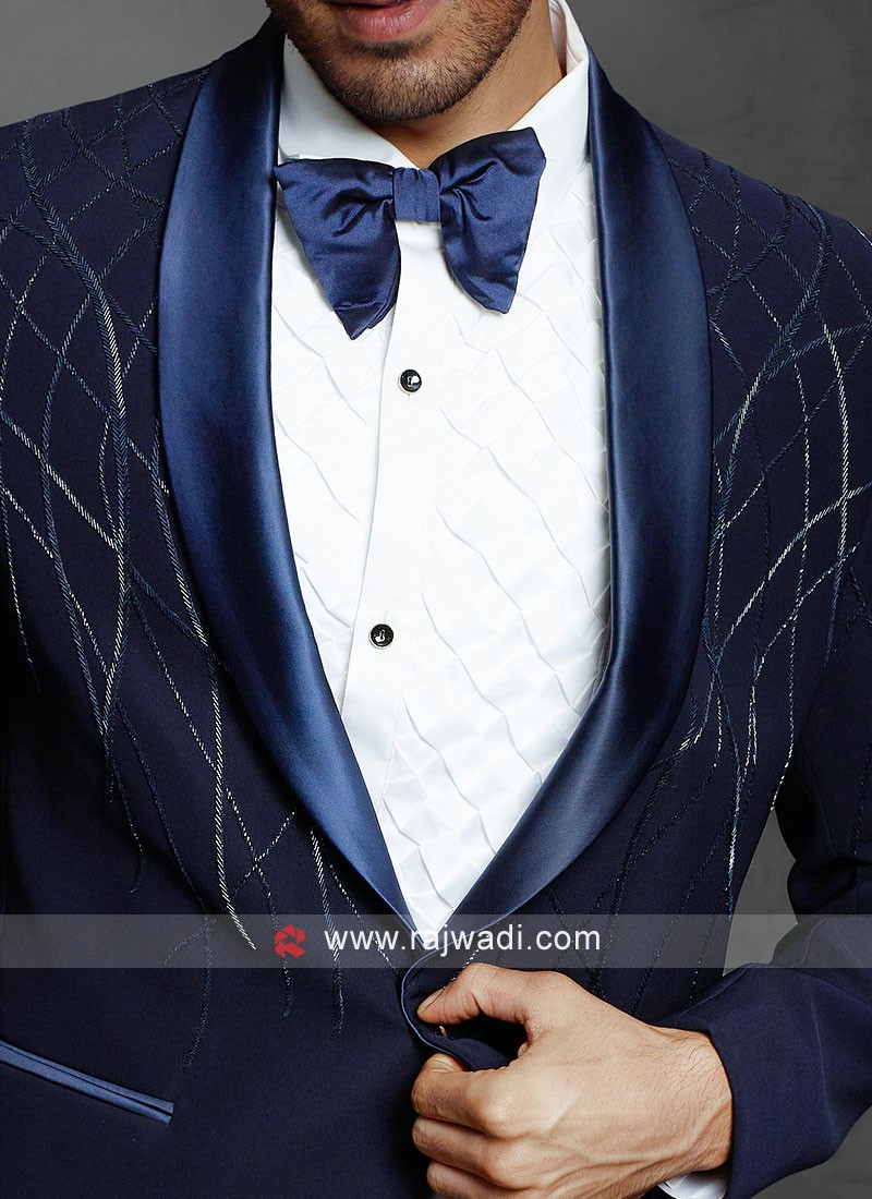Cutdana Work Suit In Navy Blue Color