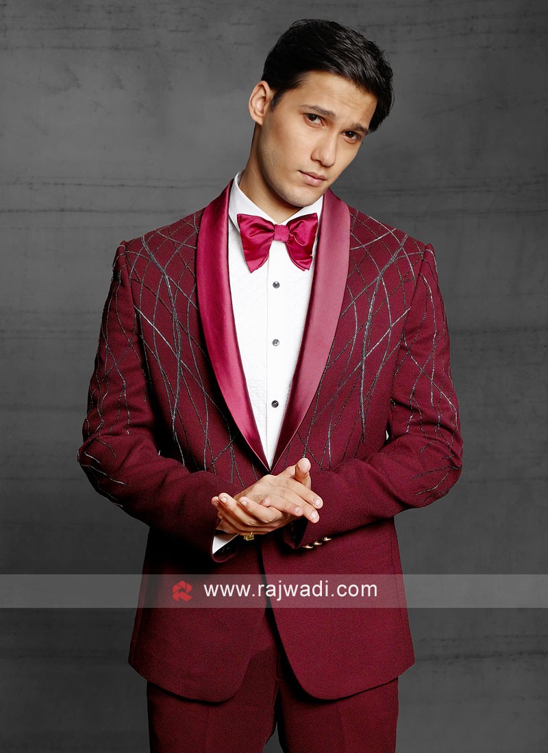 Maroon color coat suit sale