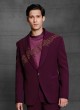 Party Wear Imported Fabric Suit In Dark Magenta