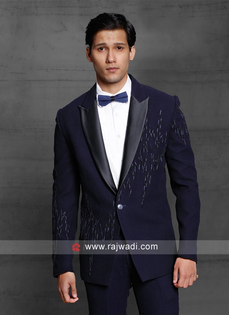 Navy Blue Suit In Imported Fabric