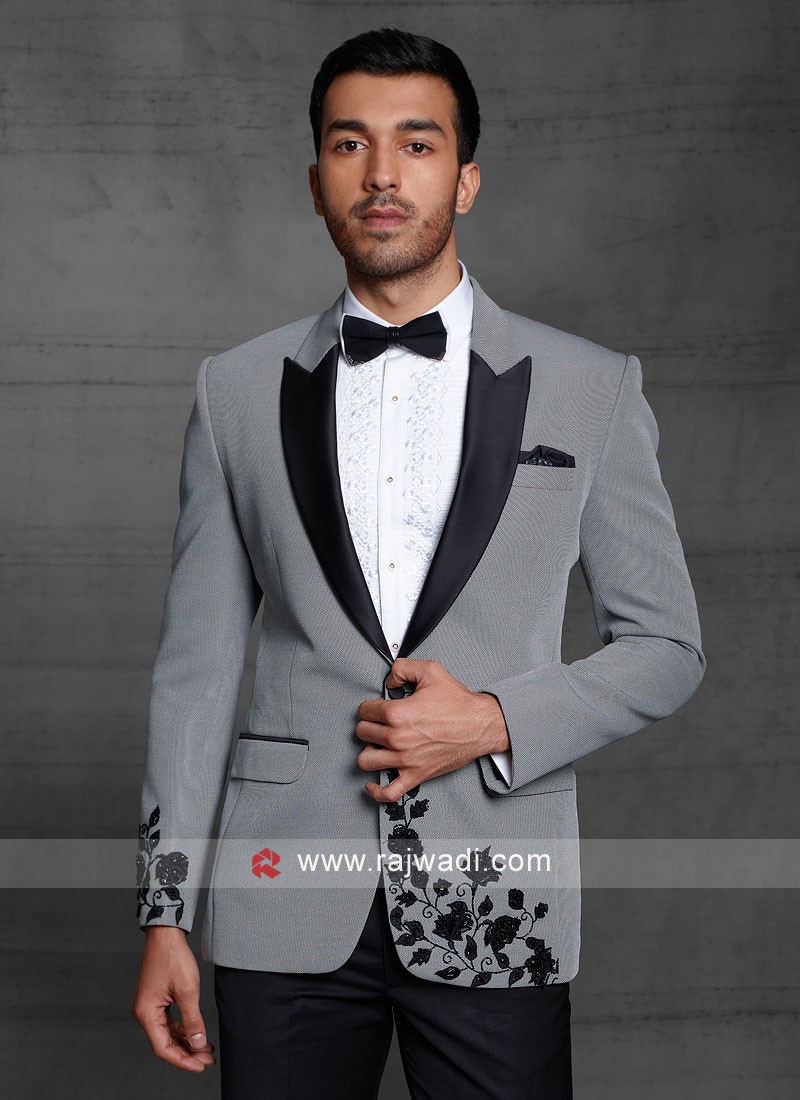 Reception Wear Suit In Grey Color