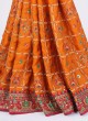 Dark Orange And Maroon Wedding Wear Satin Silk Saree