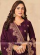 Magenta Vichitra Silk Wedding Wear Dress Material