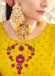 Dark Yellow Embroidered Georgette Kurti With Palazzo