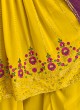 Dark Yellow Embroidered Georgette Kurti With Palazzo