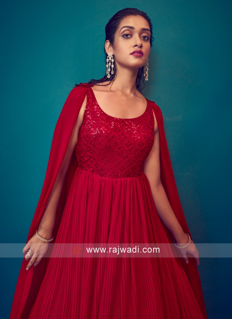 Fancy Party Wear Trendy Slim Fit Cherry Red Gown For Women in Bareilly at  best price by Rajgadhia Exports - Justdial