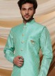 Art Silk Nehru Jacket In Firozi Color