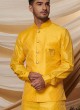 Yellow Color Nehru Jacket In Art Silk