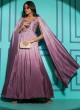 Onion Pink Sequins Embroidered Party Wear Gown